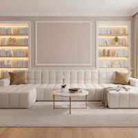 Divano angolare trapuntato in tessuto