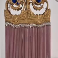 Lampadario d'epoca Liberty vetro e ottone