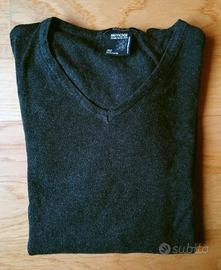 Maglione grigio scuro melange, scollo a V