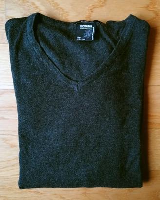Maglione grigio scuro melange, scollo a V