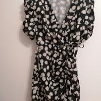 Vestito estivo nero con margherite