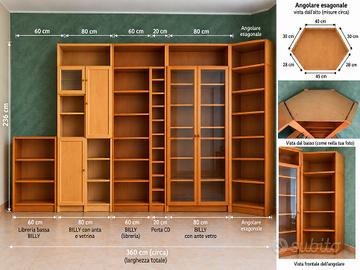  IKEA BILLY completa 360 cm con vetrine e angolare