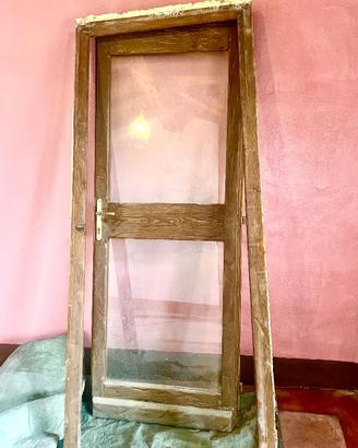 Porta finestra artigianale in legno