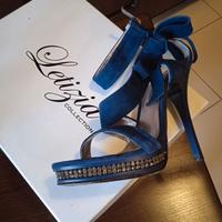 Scarpe blue di marca con fiocco e cristalli