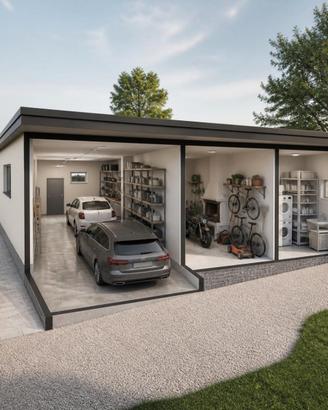 Garage doppio con vano attrezzi e lavanderia 52 m²