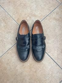 Scarpe eleganti blu, pelle, Made in Italy 44