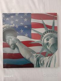 Stampa vintage su tela con cornice in legno. 