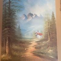 Dipinto originale Rudolf Bayern-Paesaggio alpino-