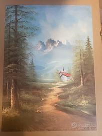 Dipinto originale Rudolf Bayern-Paesaggio alpino-