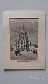 Incisione d'epoca Parigi - Cupola Invalidi