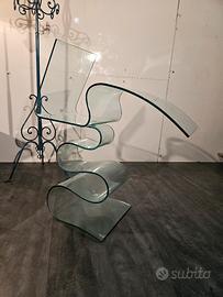 Tavolino credenza moderno in vetro girevole