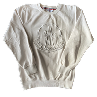 Felpa Moncler Bianca Logo Ricamo Rilievo Uomo M