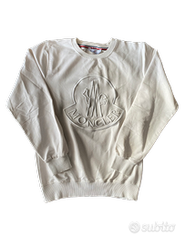 Felpa Moncler Bianca Logo Ricamo Rilievo Uomo M