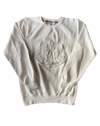 Felpa Moncler Bianca Logo Ricamo Rilievo Uomo M