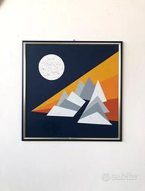 Dipinto Su Pannello Quadro Astratto Anni 70/80