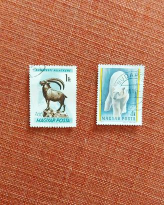 2 francobolli Magyar Poste 1961 e 1977