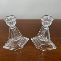 Coppia Portacandele Vintage Vetro Art Déco '50