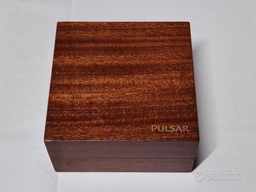 vintage scatola legno Pulsar orologio