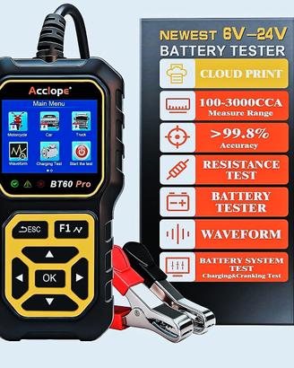 Tester Batterie Auto BT60 Pro 6V/12V/24V Diagnosi 
