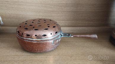 Scaldaletto scaldino porta braciere in rame. 