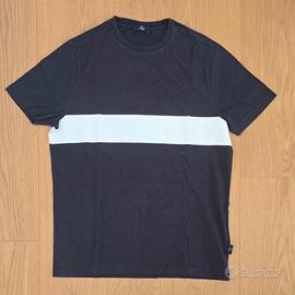 Maglietta Fay blu scuro con banda bianca taglia M 