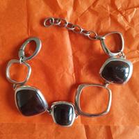 🖤 Bracciale Fossil in acciaio con pietre scure 