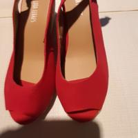 sandali in tessuto rossi 