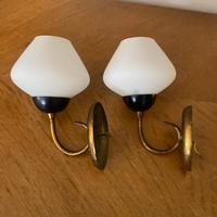 APPLIQUE VINTAGE OTTONE VETRO COPPIA LAMPADA