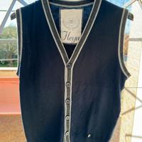 Gilet Maglia Uomo blu profili grigi HEYU