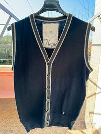Gilet Maglia Uomo blu profili grigi HEYU