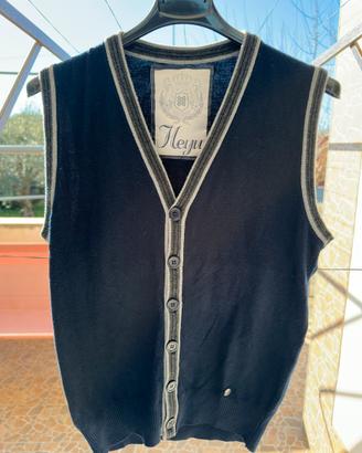 Gilet Maglia Uomo blu profili grigi HEYU