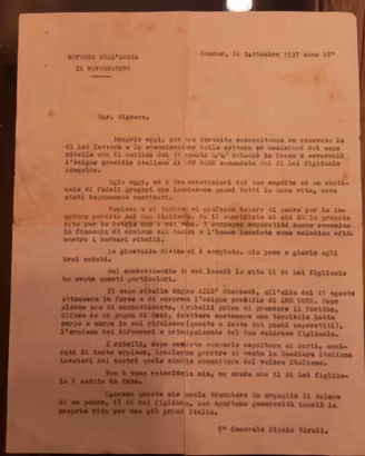 Lettera originale AOI 1937 Gen. Pirzio Biroli.