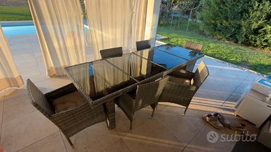 Set giardino tavolo sedie divano poltrona tavolino