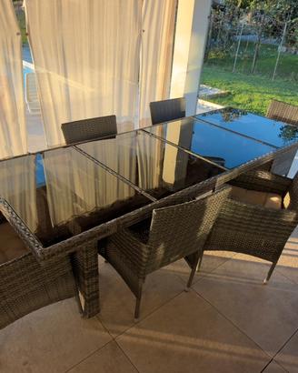 Set giardino tavolo sedie divano poltrona tavolino