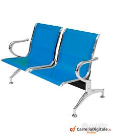 Panca per sala attesa 2 posti in acciaio Blu