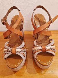 Sandali platform in vera pelle