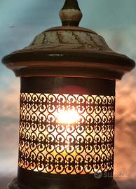 Lanterna ceramica Bassano rete ottone lavoratoRARA