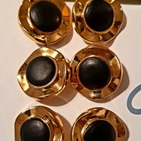 Set 6 bottoni anni '80 nero e oro