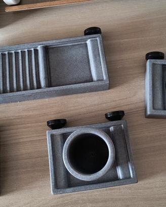 set bagno in ceramica grigio 