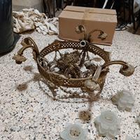 Grande lampadario in ottone bronzo antico vintage