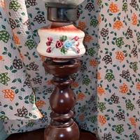 Lampada da tavolo vintage in legno e ceramica