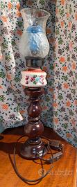 Lampada da tavolo vintage in legno e ceramica