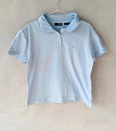 Polo donna Fila, tg 48, vintage, azzurra, cotone 