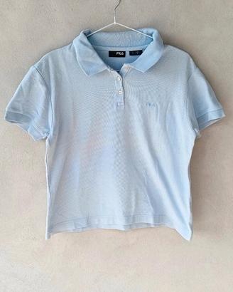 Polo donna Fila, tg 48, vintage, azzurra, cotone 