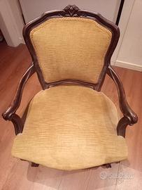 Poltrona Antica Stile Luigi Filippo - Legno Intagl