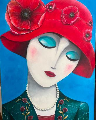 Donna Papavero - Olio su tela 50x70cm