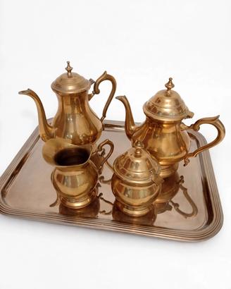 Elegante Servizio 5 pezzi ottone/peltro 