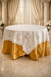 Elegante tovaglia pizzo e merletto bianco 220x220