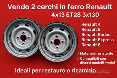 2 cerchi in ferro Renault 4x13 ET28 3x130