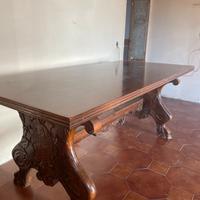 Tavolo in legno massello + 6 sedie intarsiate